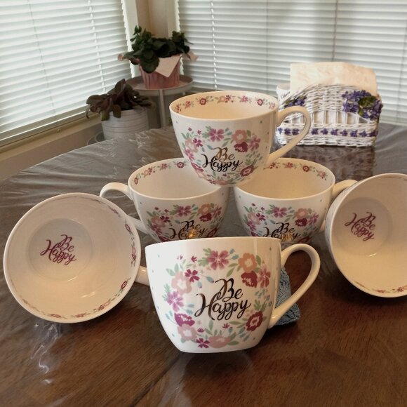 Portobello by Design "Be happy" Coffee/Tea Mug 20 oz (price for 1 mug) - Picture 1 of 7